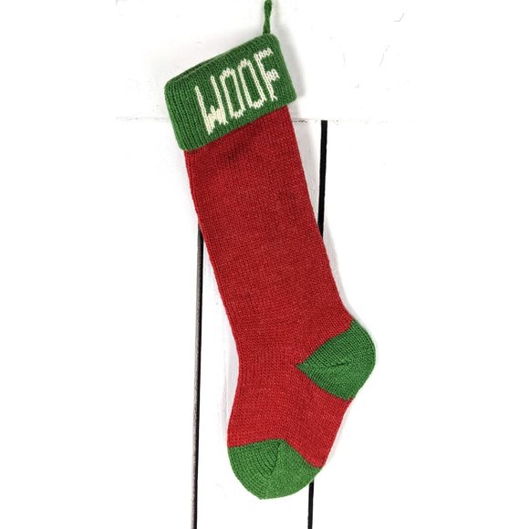 Knit red green pet dog bone Christmas stocking/long slouchy xmas sock/dog/fur ba - Picture 4 of 4